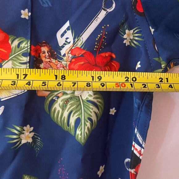 Dixxon Flannel Company Snap-On Limited Edition Blue Hawaiian Shirt Men's Medium - Picture 9 of 9